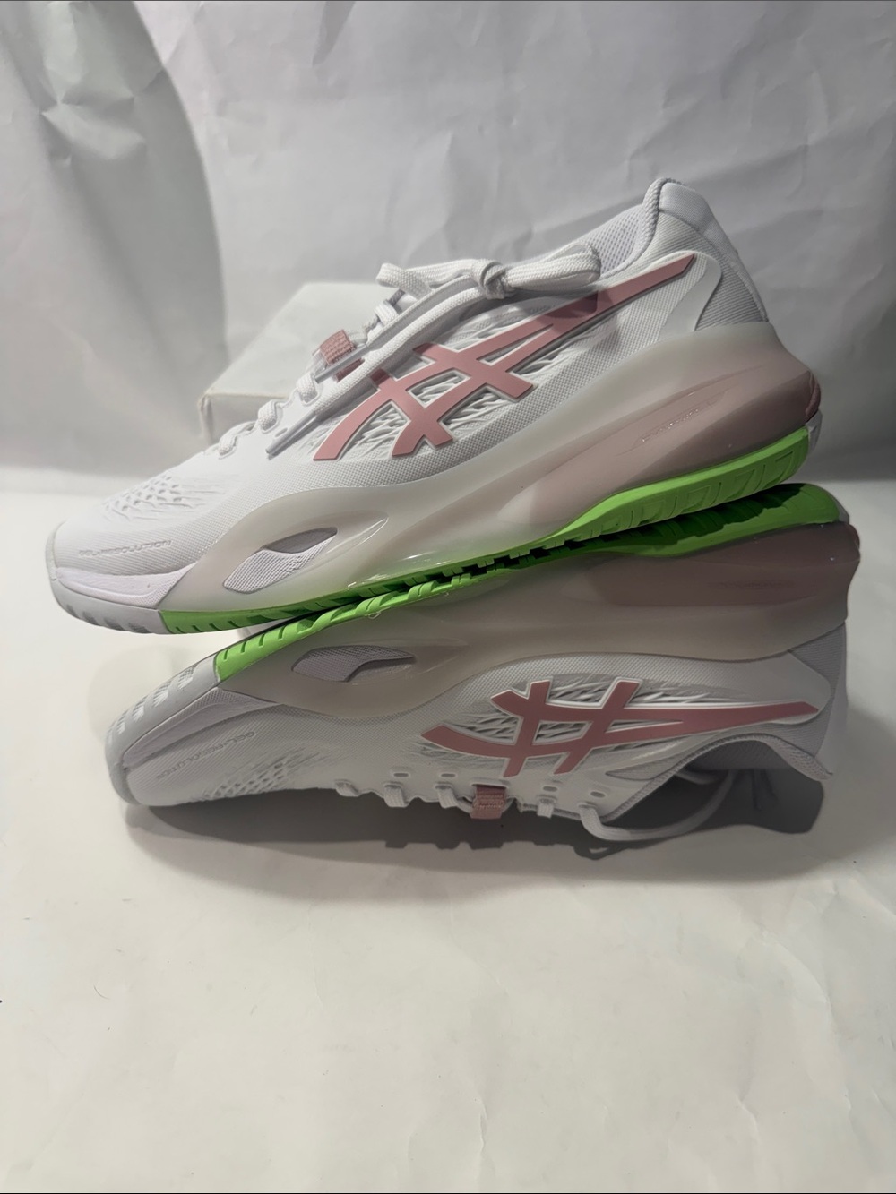 ASICS GEL-Resolution X Women’s 8.5 WIDE Tennis Shoes White Pink Green NEW